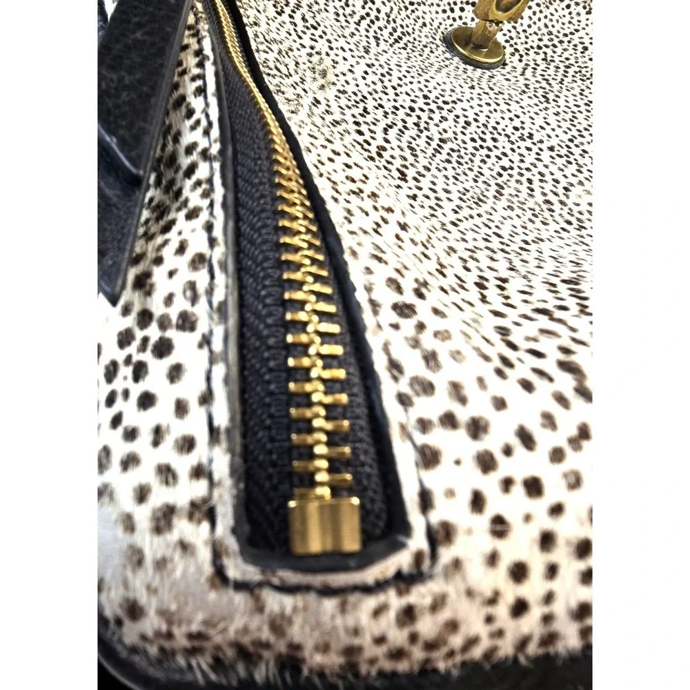 Fossil Amelia‎ Convertible Backpack White Cheetah Spotted  3-IN-1 Black Leather